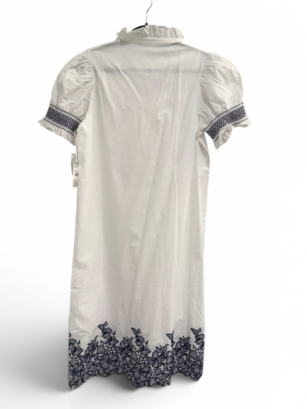 Tuckernuck Hyacinth House White Midi Dress with Navy Floral Lace Hem—NWT - Picture 3 of 9